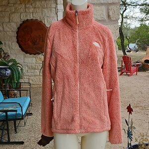 The North Face Jacket Womens M  Fuzzy Fleece Logo Osito Coat Peachy Orangey